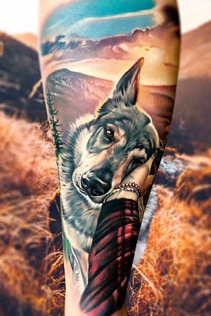tatuagem realista cachorro