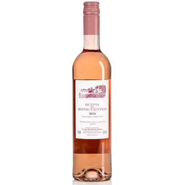 garrafa de vinho rosa da quintas de bons ventos da seleção de melhores vinhos