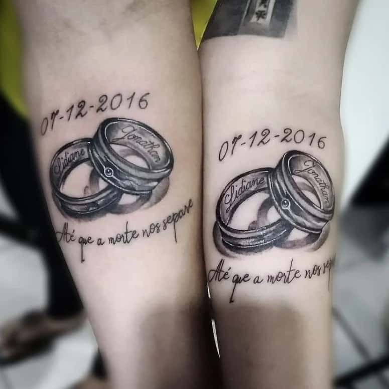 tatuagem casal aliança
