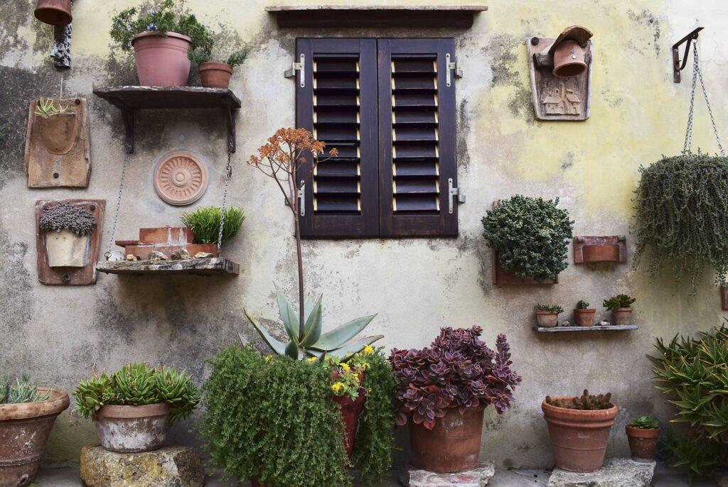 Casa com plantas na janela