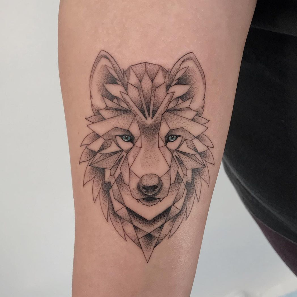 tatuagem de lobo com sombreado