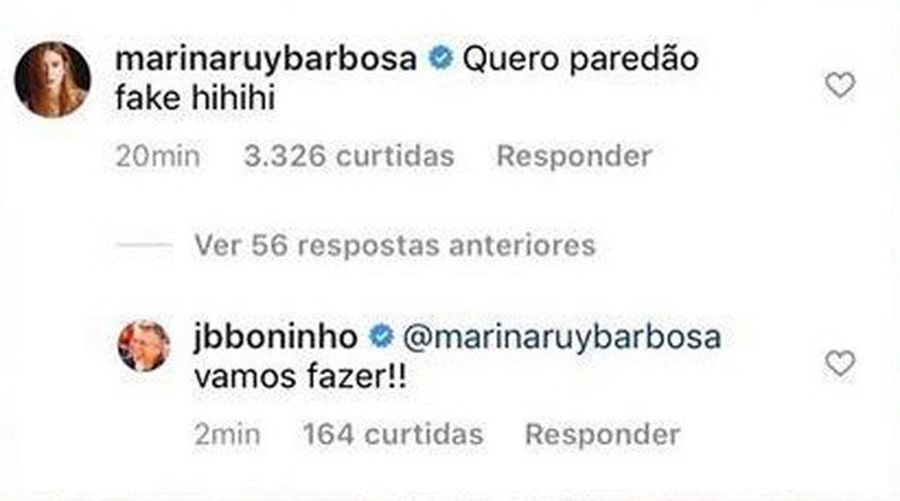 Marina Ruy Barbosa responde a comentário de Boninho sobre o BBB21