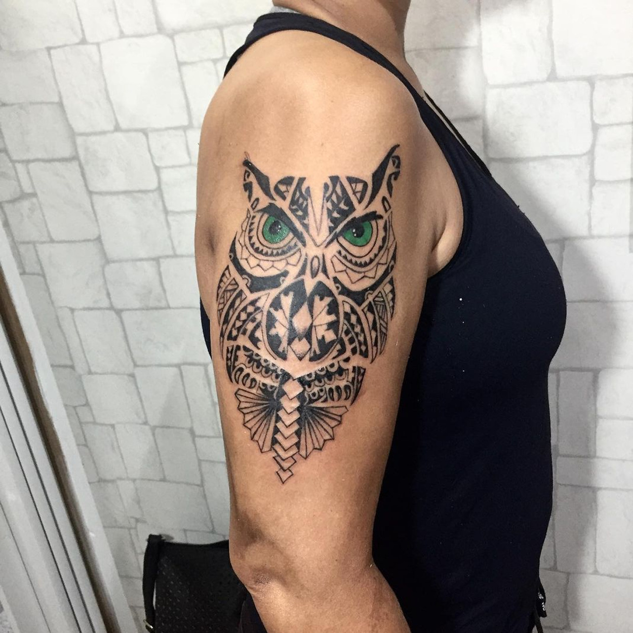 tatuagem maori de coruja