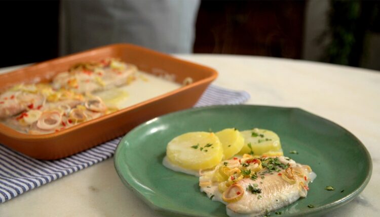 Peixe Assado com Leite de Coco