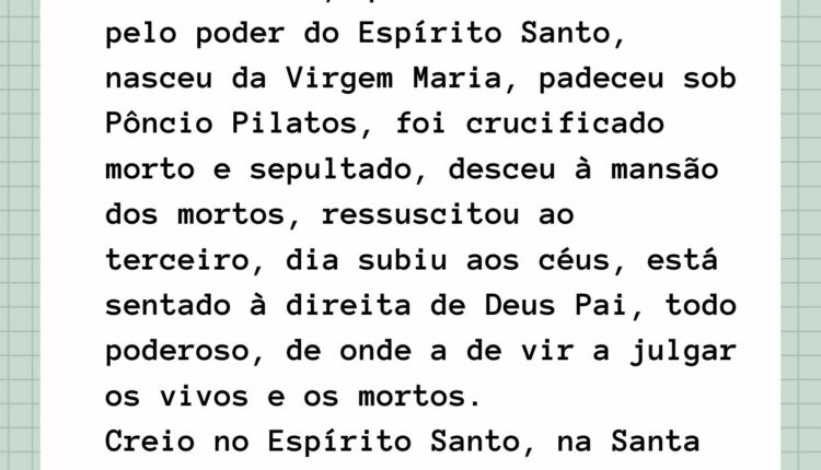 oração do credo para imprimir