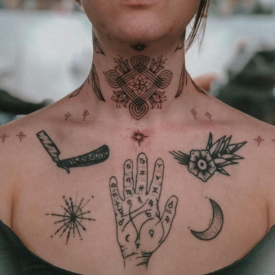 tatuagem no pescoço feminina 39