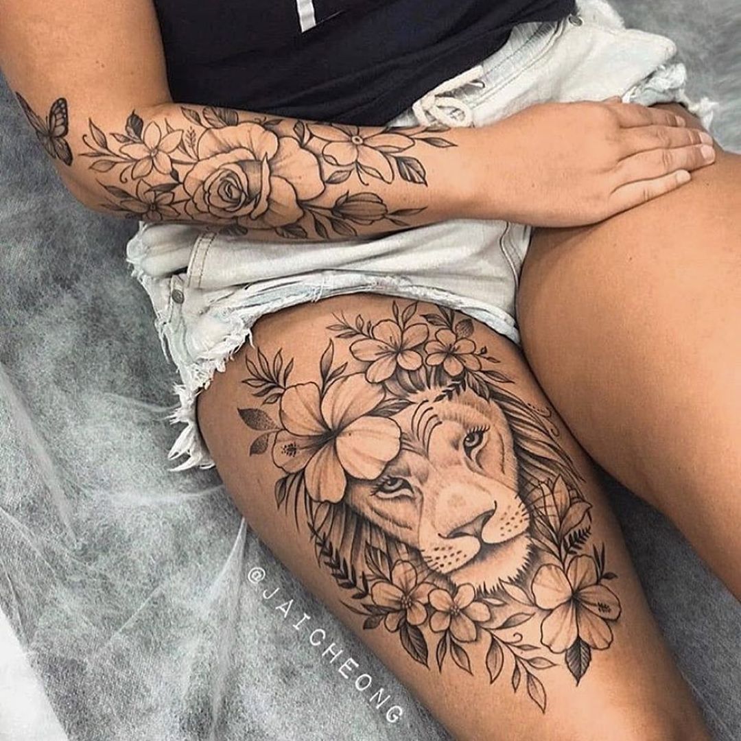 tatuagem feminina na coxa 19