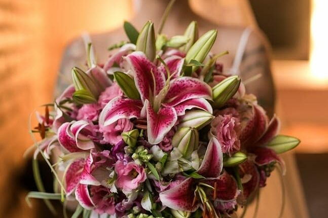 Flores para buquê de noiva rosa lírio